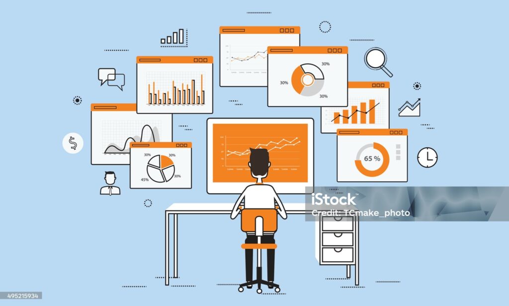 Business People Analytics Business Graph On Monitor Concept