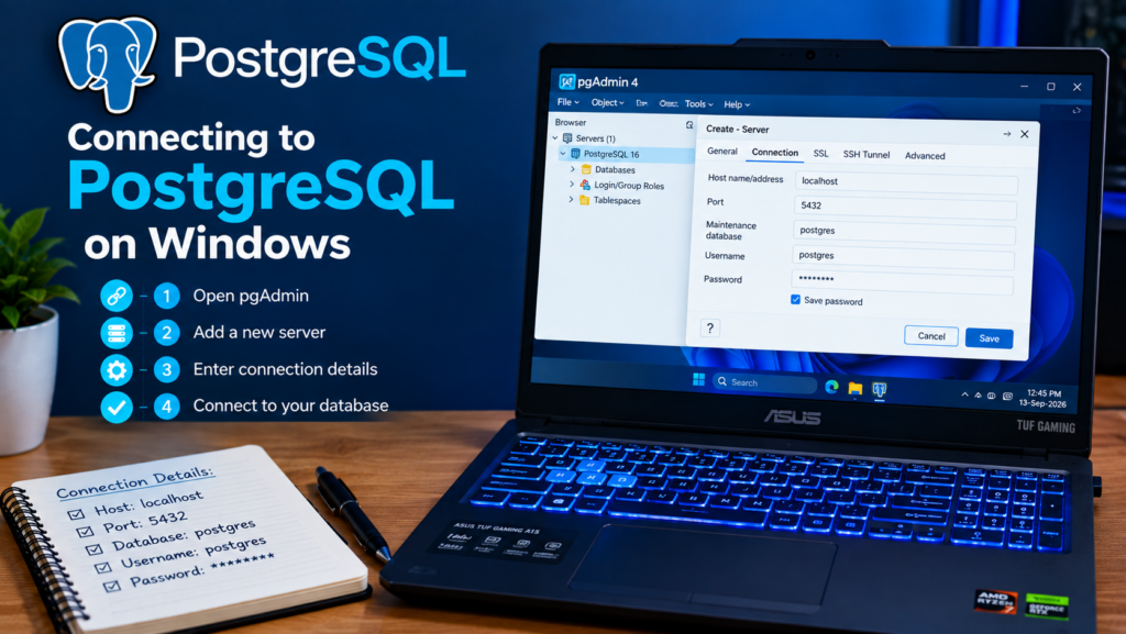 PostgreSQL database connection on Windows
